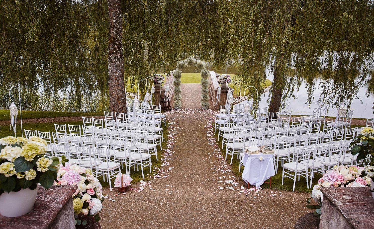 Event Floral Arrangement Naples Florida Pink Orchids and Hydrangeas