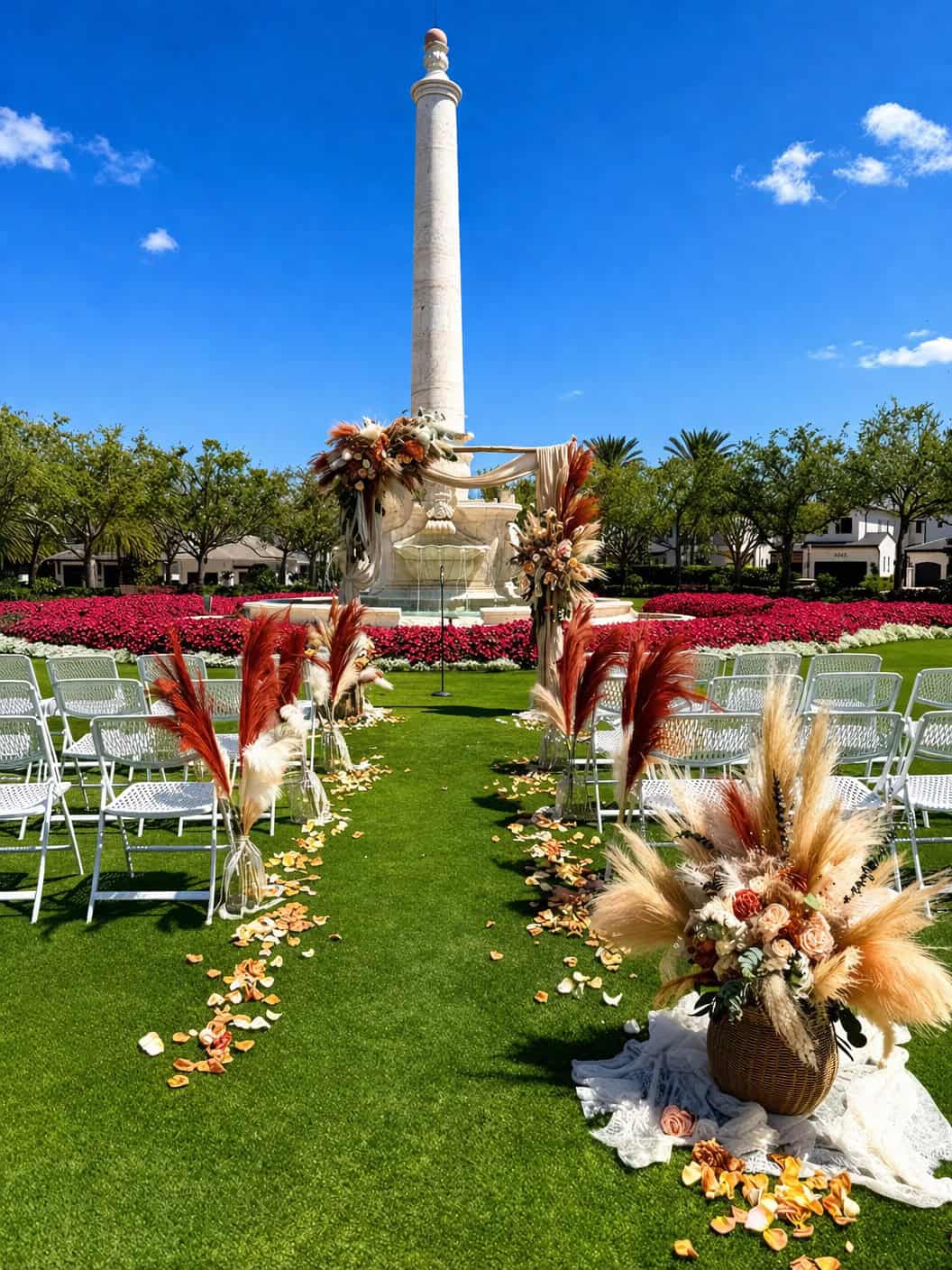 Outdoor ceremony arch by a wedding florist in Naples FL